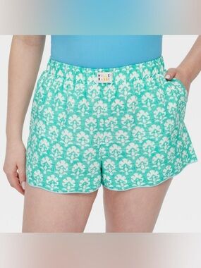 Roller Rabbit Stamped Floral Poplin Boxer Shorts-Teal, Roller Rabbit x Target